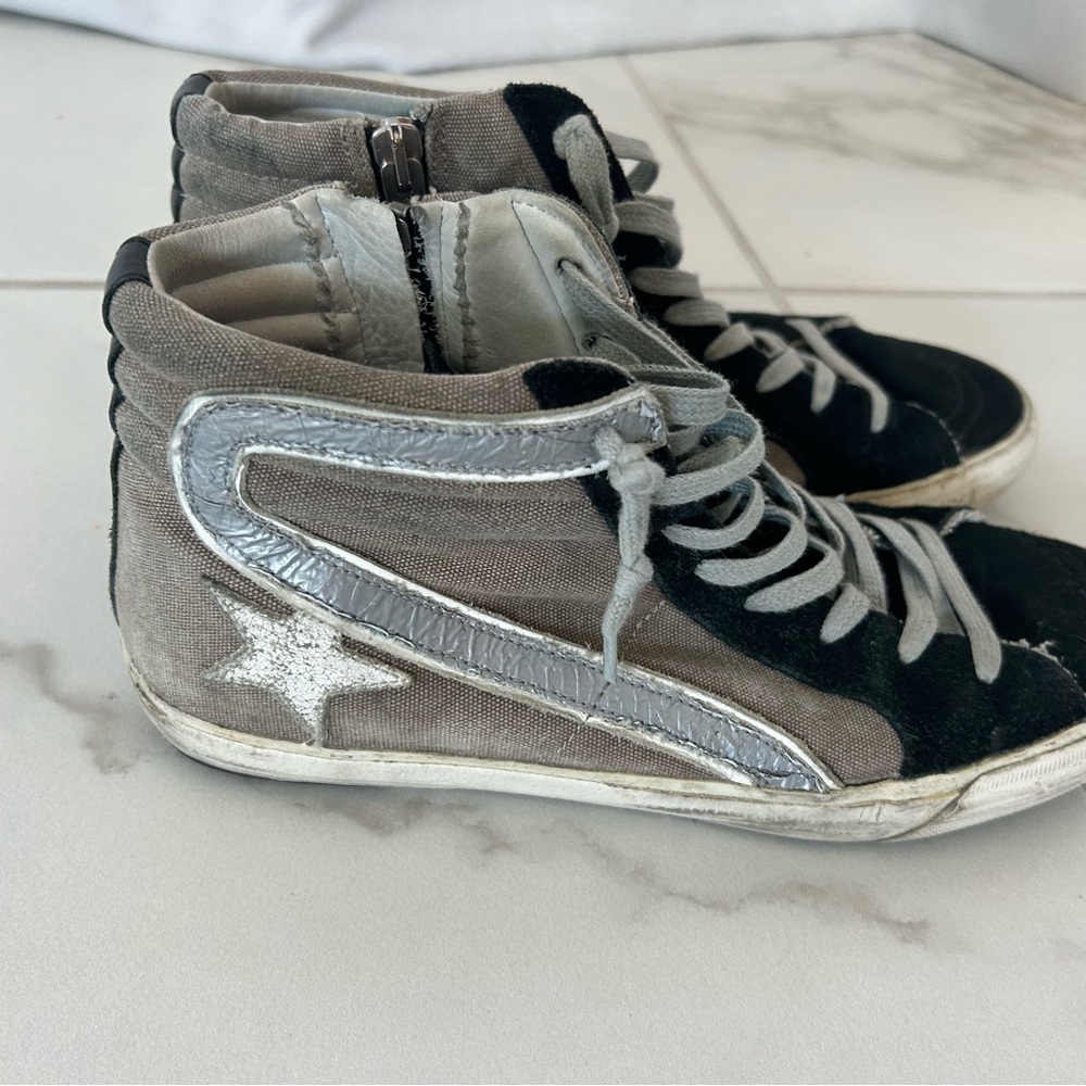 Golden Goose Black and Gray Suede High-Top Sneakers - Picture 2 of 4